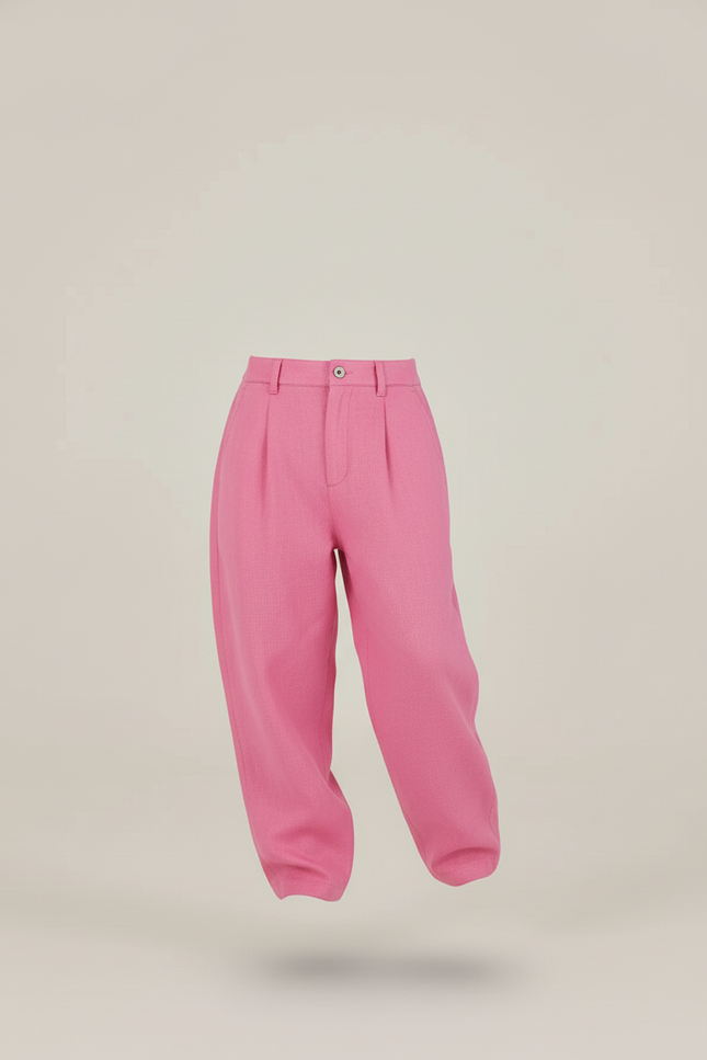 Pantalon Baggy Rose Fuschia Ample Plissé Lin Enfant - vue 3