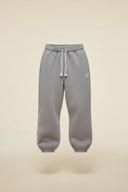 Pantalon Baggy Gris Ample Cordon Brodé Garçon - Molleton - vue 3