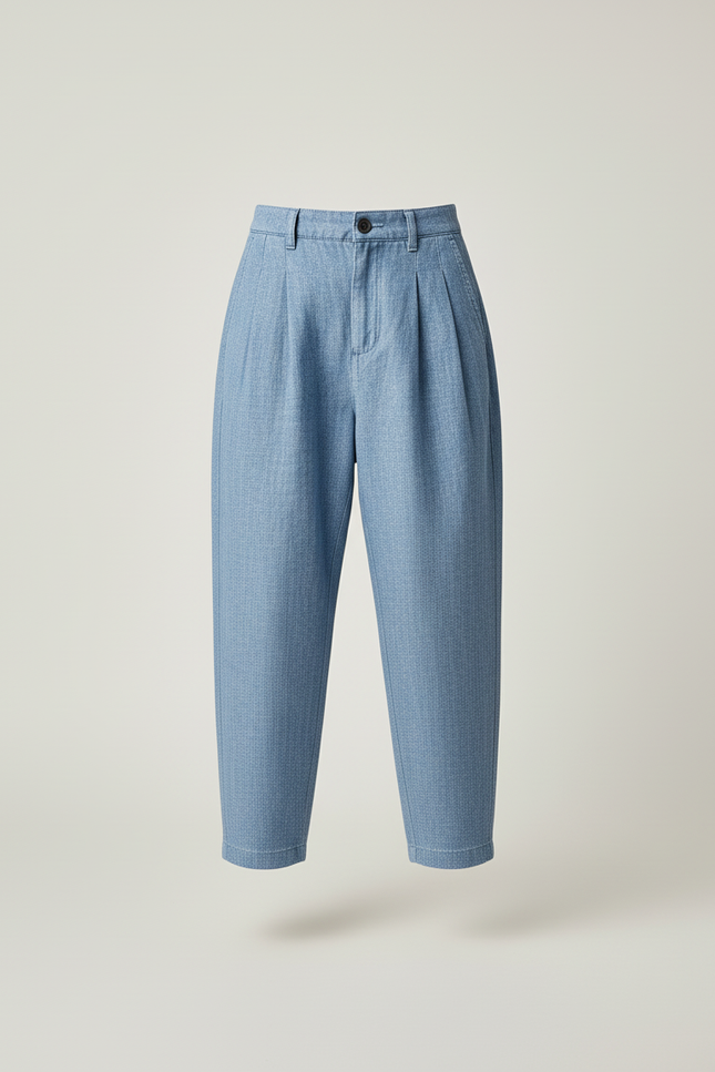 Pantalon Baggy Bleu Jean Ample Plissé Garçon - vue 3