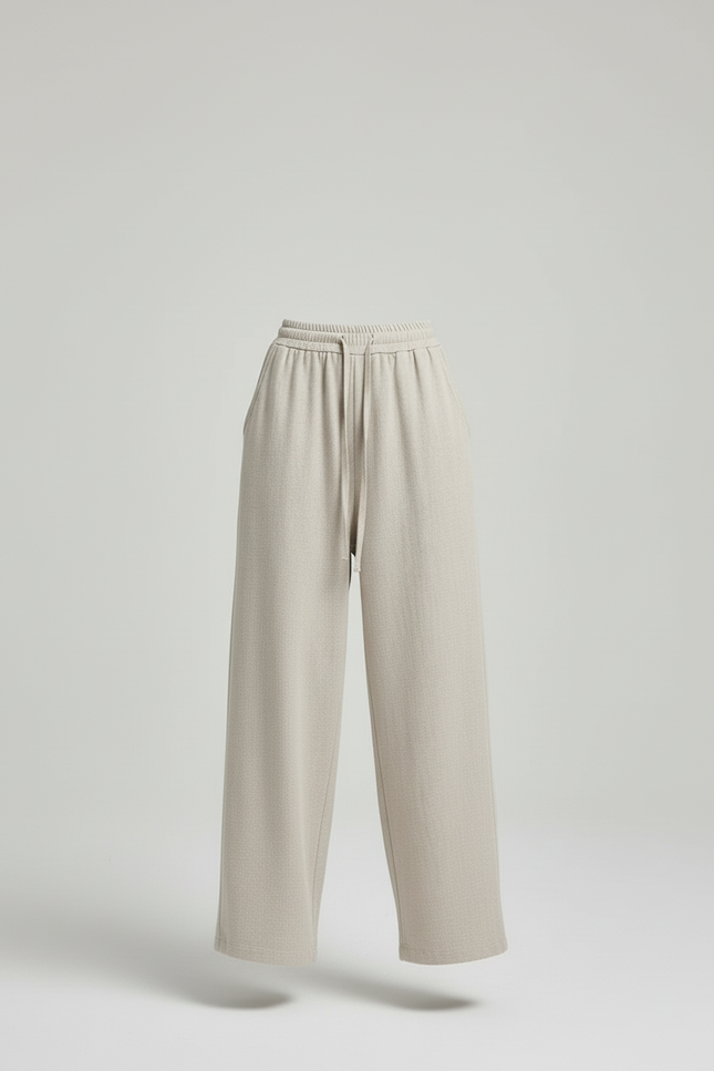 Pantalon Baggy Beige Ample Fluide Décontracté Cordon - Laine - vue 3