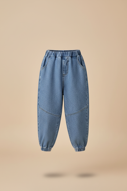 Pantalon Baggy Jean Bleu Ample Décontracté Enfant - vue 3