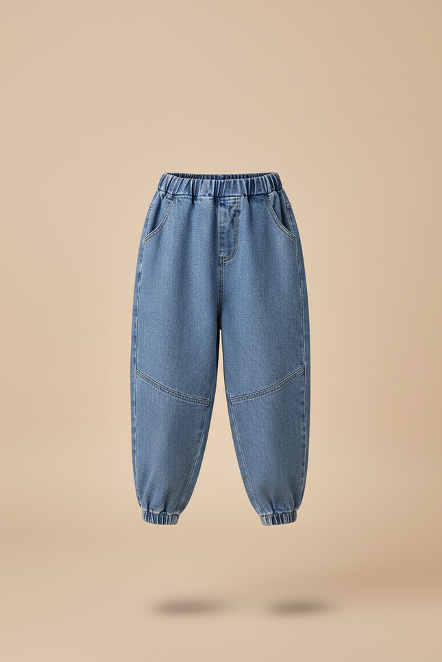 Pantalon Baggy Jean Bleu Ample Décontracté Enfant - vue 3