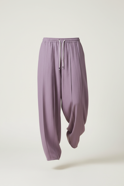 Pantalon Baggy Violet Ample Plissé Décontracté Homme - Viscose - vue 3