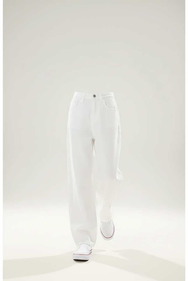 Pantalon Baggy Blanc Ample Taille Haute Fille - Molleton - vue 3