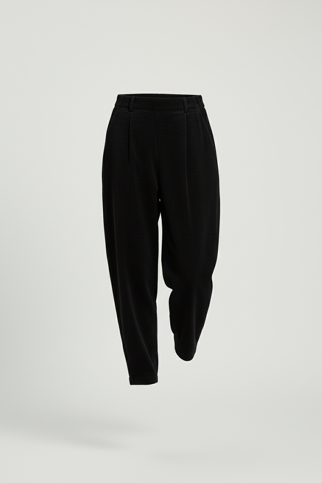 Pantalon Baggy Noir Côtelé Ample Décontracté Hiver - Cordé - vue 3