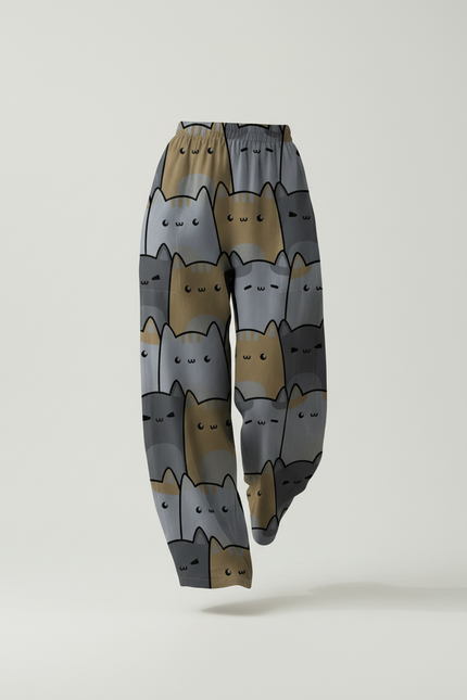 Pantalon Baggy Imprimé Chats Ample Confortable Femme - Viscose - vue 3