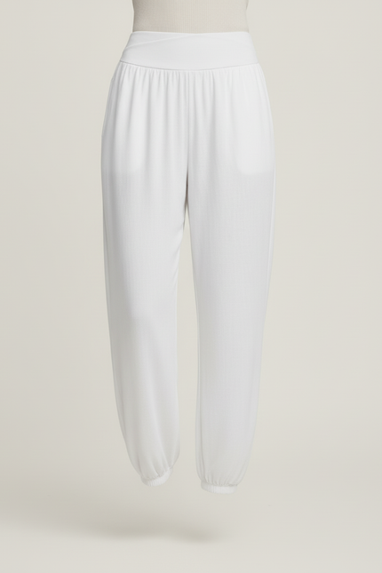 Pantalon Baggy Blanc Fluide Ample Yoga Confortable - Viscose - vue 3