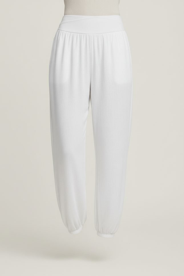 Pantalon Baggy Blanc Fluide Ample Yoga Confortable - Viscose - vue 3
