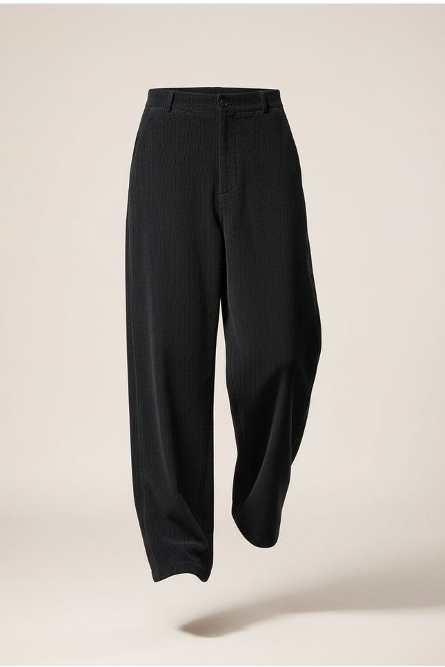 Pantalon Baggy Noir Ample Velours Côtelé Décontracté Homme - Cordé - vue 3