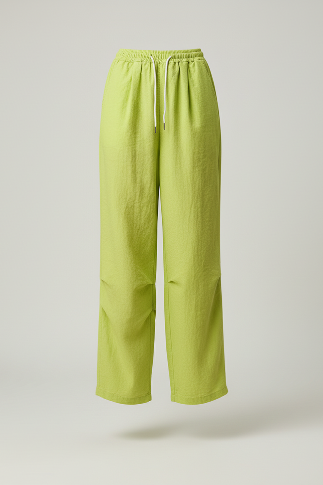 Pantalon Baggy Vert Fluorescent Ample Décontracté Cordon - Polyester - vue 3