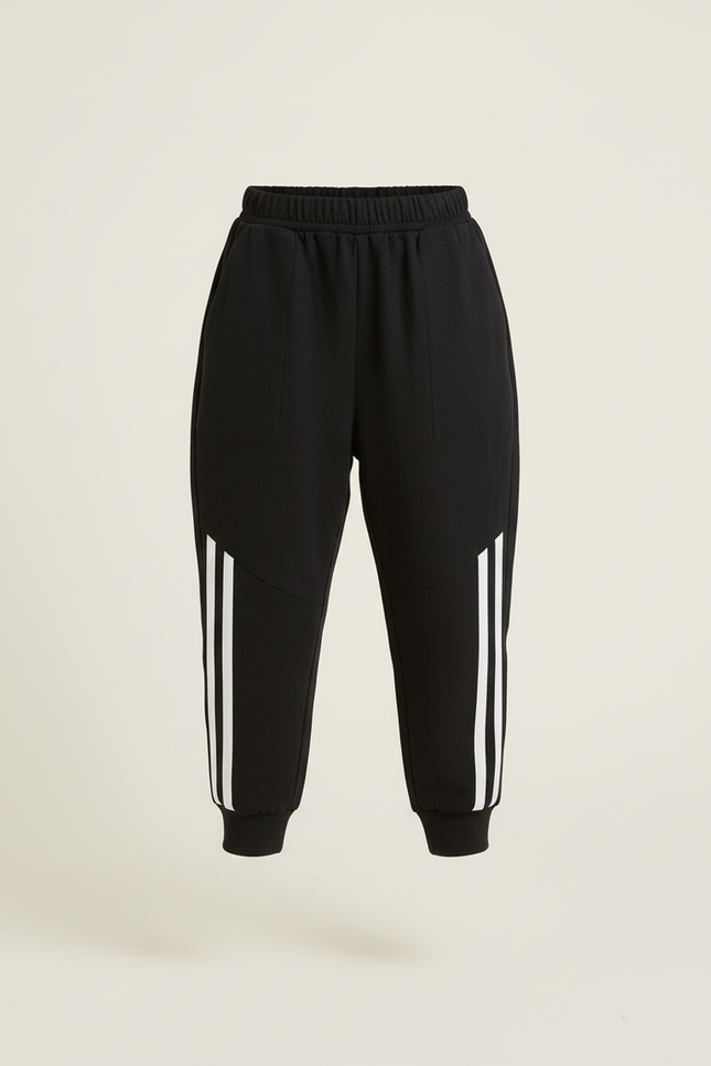 Pantalon Baggy Noir Rayures Blanches Molletonné Enfant Sportif - vue 3
