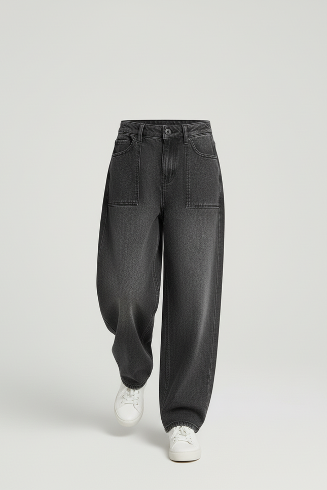 Pantalon Baggy Gris Délavé Ample Décontracté Confortable - Jean - vue 3
