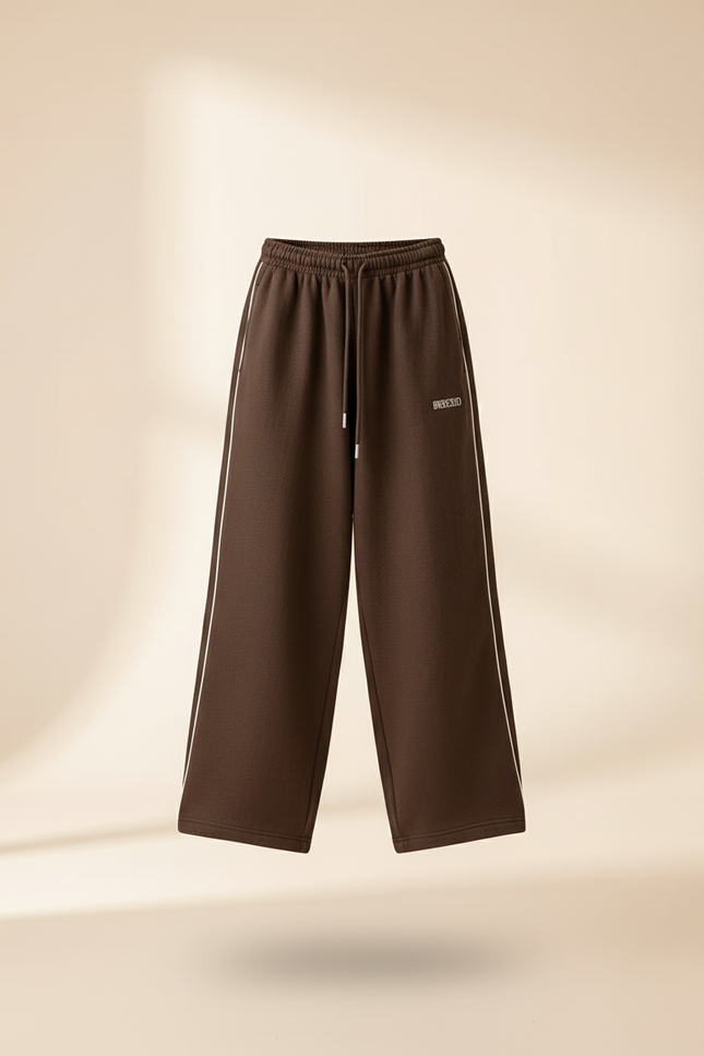 Pantalon Baggy Marron Ample Coton Rayures Confortable - Molleton - vue 3