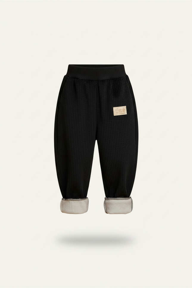 Pantalon Baggy Noir Côtelé Ample Doublé Chaud Enfant - Cordé - vue 3