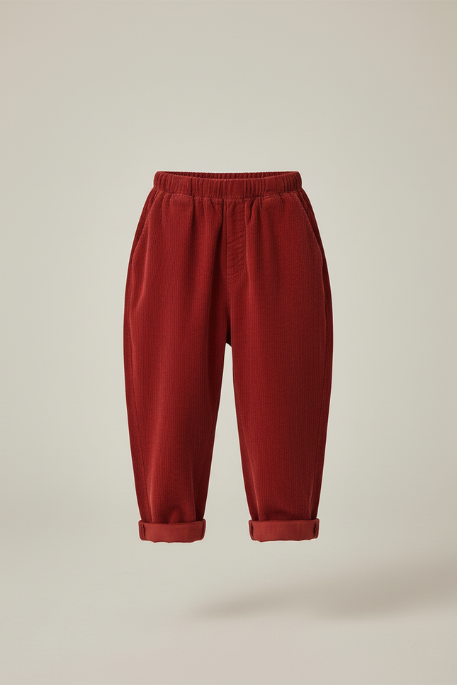 Pantalon Baggy Côtelé Bordeaux Ample Confortable Enfant - Cordé - vue 3