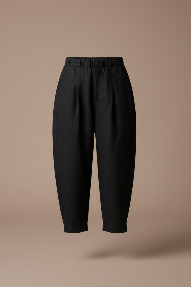 Pantalon Baggy Noir Lin Ample Plissé Enfant - vue 3