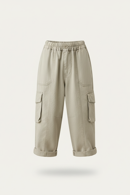 Pantalon Baggy Kaki Cargo Ample Coton Garçon Décontracté - vue 3