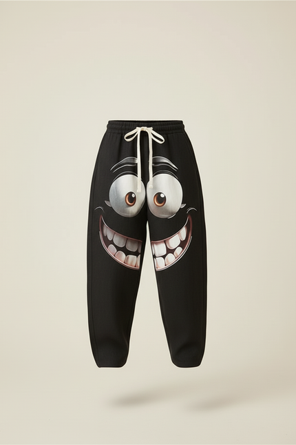 Pantalon Baggy Noir Ample Visage Souriant Enfant - Coton - vue 3