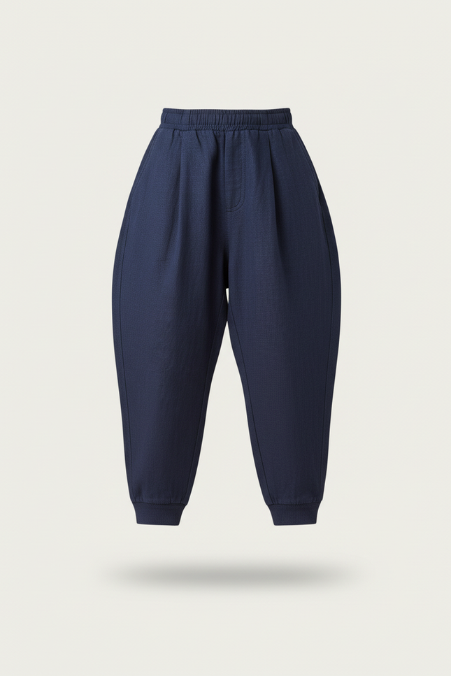 Pantalon Baggy Marine Ample Élastiqué Décontracté Garçon - Lin - vue 3