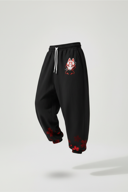 Pantalon Baggy Noir Ample Masque Renard Enfant - Molleton - vue 3