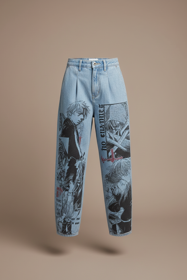 Pantalon Baggy Jean Clair Ample Imprimé Manga Unisexe - vue 3