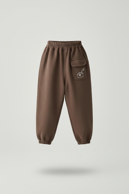 Pantalon Baggy Marron Molleton Maison Confortable Enfant - vue 3