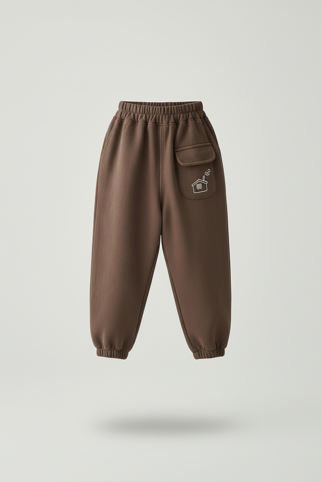 Pantalon Baggy Marron Molleton Maison Confortable Enfant - vue 3