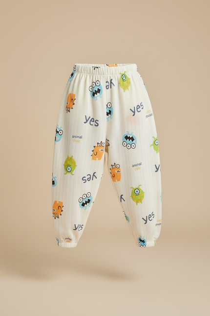 Pantalon Baggy Coton Imprimé Monstre Rayé Enfant Ample - vue 3