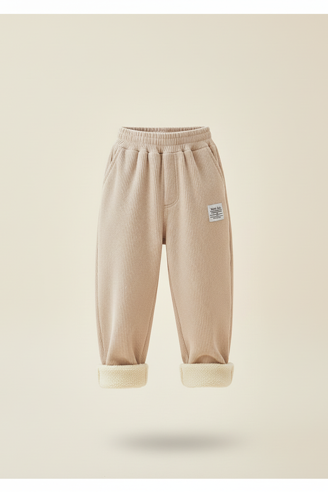 Pantalon Baggy Côtelé Beige Ample Doublé Hiver - Cordé - vue 3
