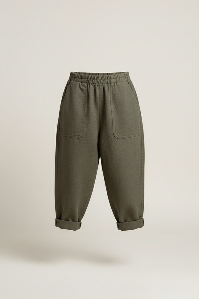Pantalon Baggy Vert Kaki Lin Ample Enfant - vue 3
