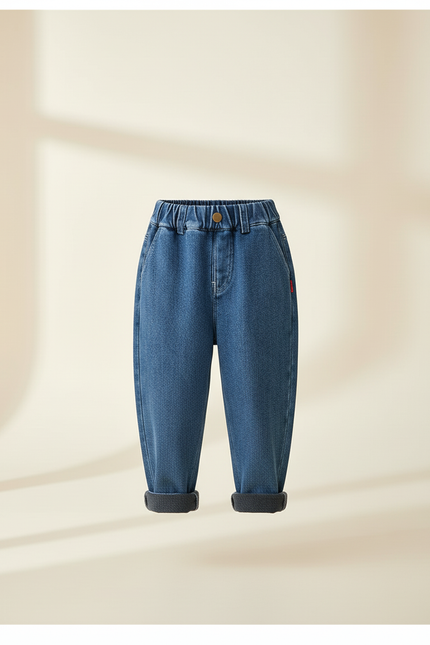 Pantalon Baggy Jean Ample Bleu Élastiqué Enfant Garçon - vue 3