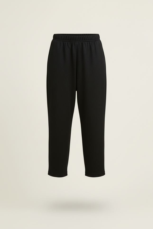 Pantalon Baggy Noir Ample Côtelé Élastique Fille - Cordé - vue 3