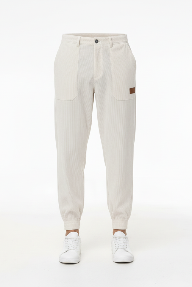 Pantalon Baggy Côtelé Beige Ample Confortable Homme - Cordé - vue 3