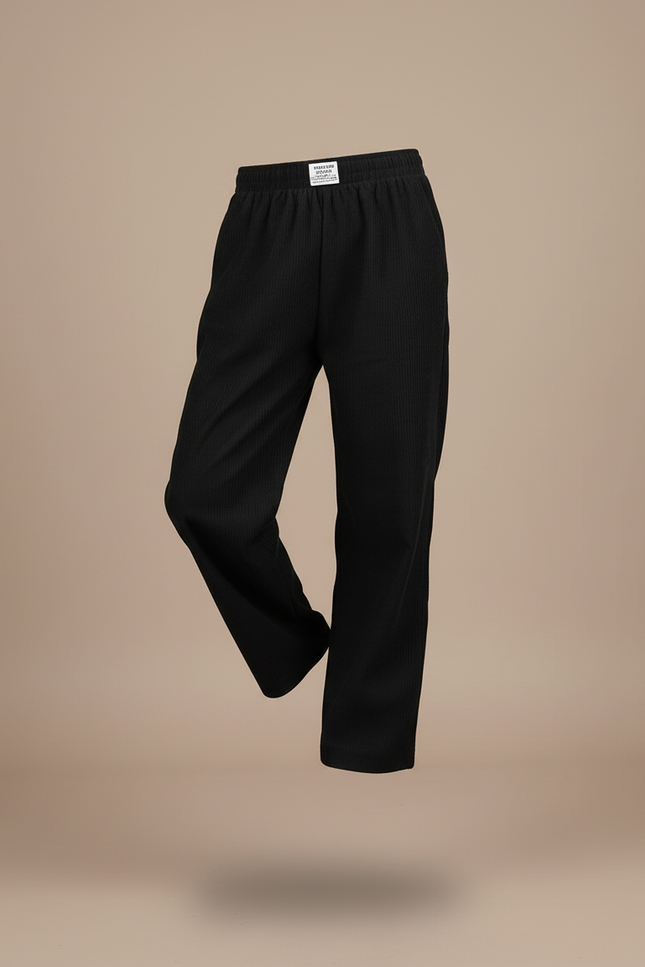 Pantalon Baggy Noir Côtelé Ample Décontracté Fille - Cordé - vue 3