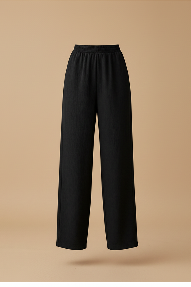 Pantalon Baggy Noir Ample Fluide Décontracté Femme - Viscose - vue 3