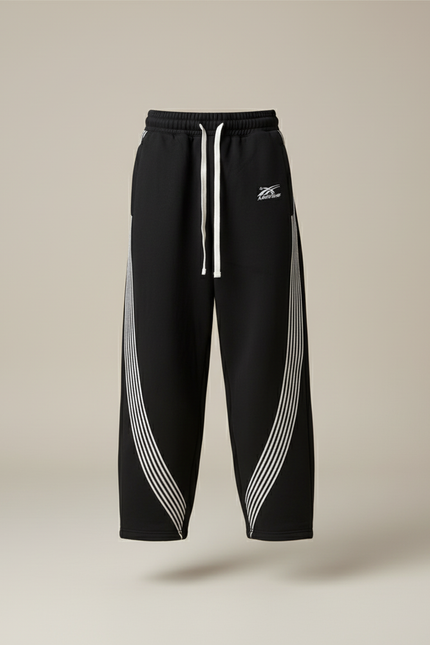Pantalon Baggy Noir Rayures Blanches Sport Décontracté Enfant - Molleton - vue 3