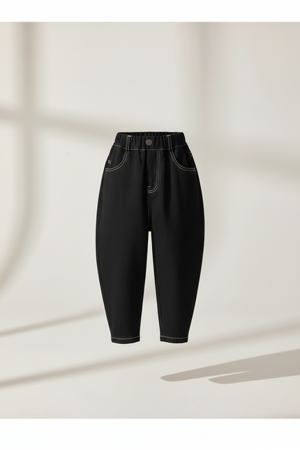Pantalon Baggy Noir Coton Ample Décontracté Garçon - Jean - vue 3