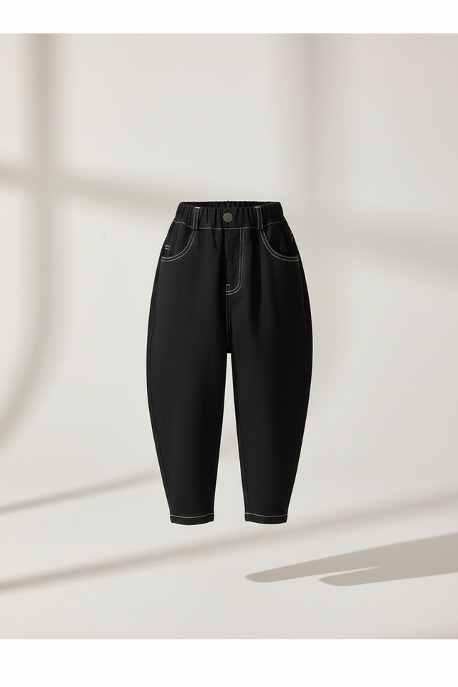 Pantalon Baggy Noir Coton Ample Décontracté Garçon - Jean - vue 3