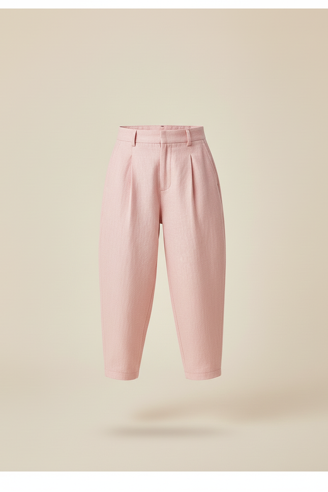 Pantalon Baggy Rose Poudré Ample Lin Enfant - vue 3