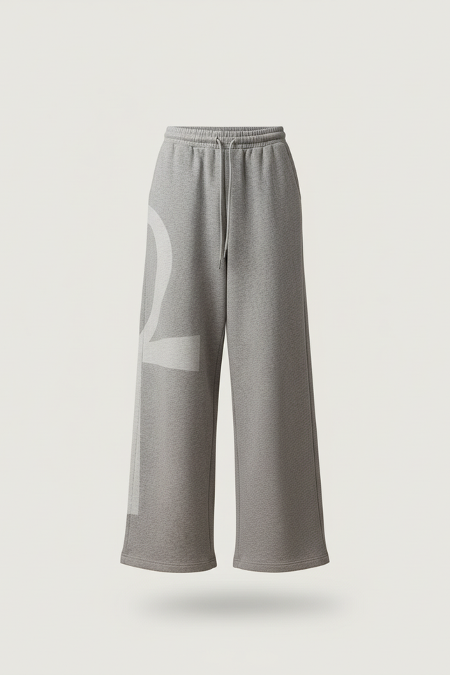 Pantalon Baggy Gris Ample Décontracté Logo Cordon - Molleton - vue 3