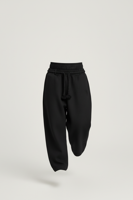 Pantalon Baggy Noir Ample Cordon Sport Garçon - Molleton - vue 3