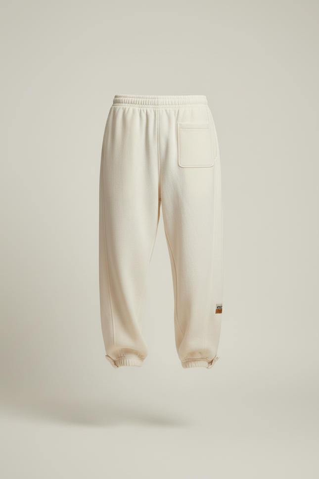 Pantalon Baggy Crème Molleton Confortable Ample Homme - Beige - vue 3