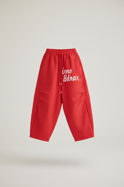Pantalon Baggy Rouge Ample Lettres Streetwear Enfant - Lin - vue 3
