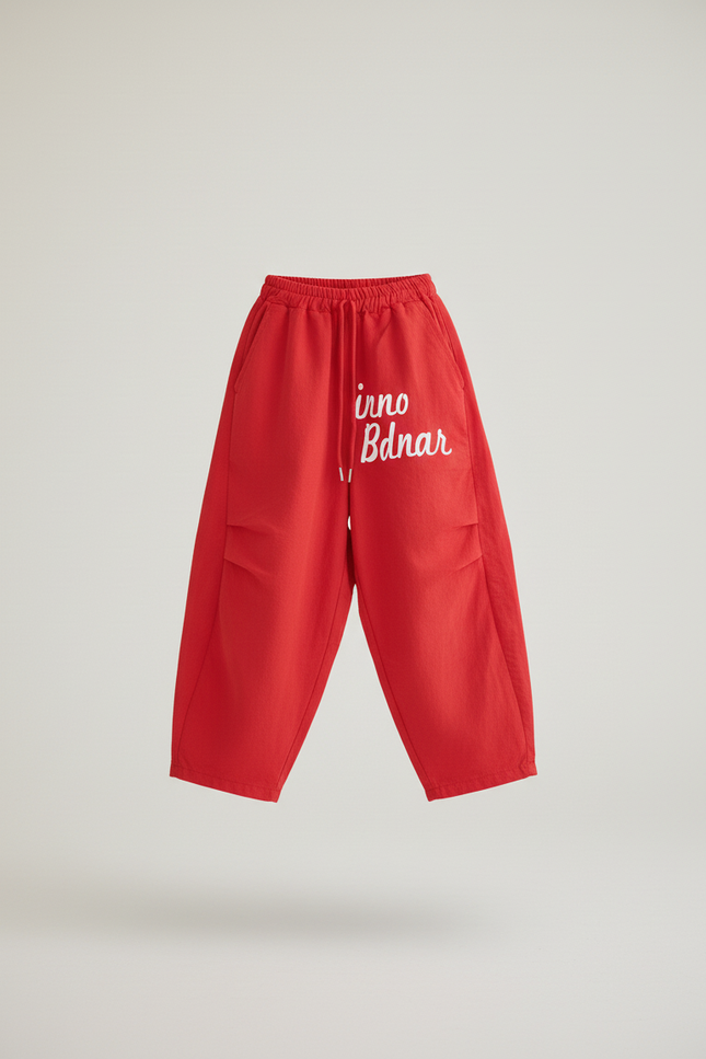Pantalon Baggy Rouge Ample Lettres Streetwear Enfant - Lin - vue 3