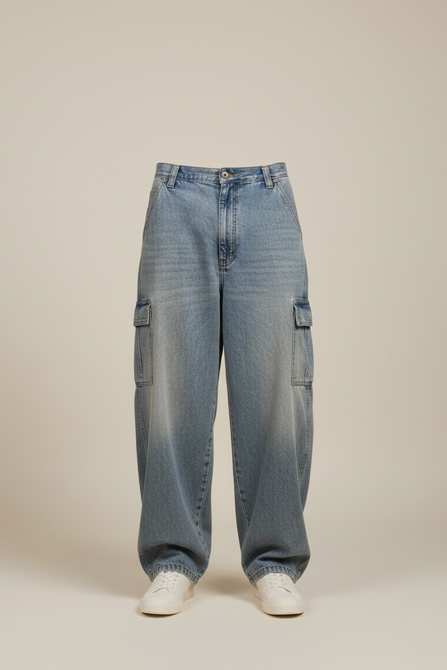 Pantalon Cargo Baggy Garcon - Bleu Jean - vue 3