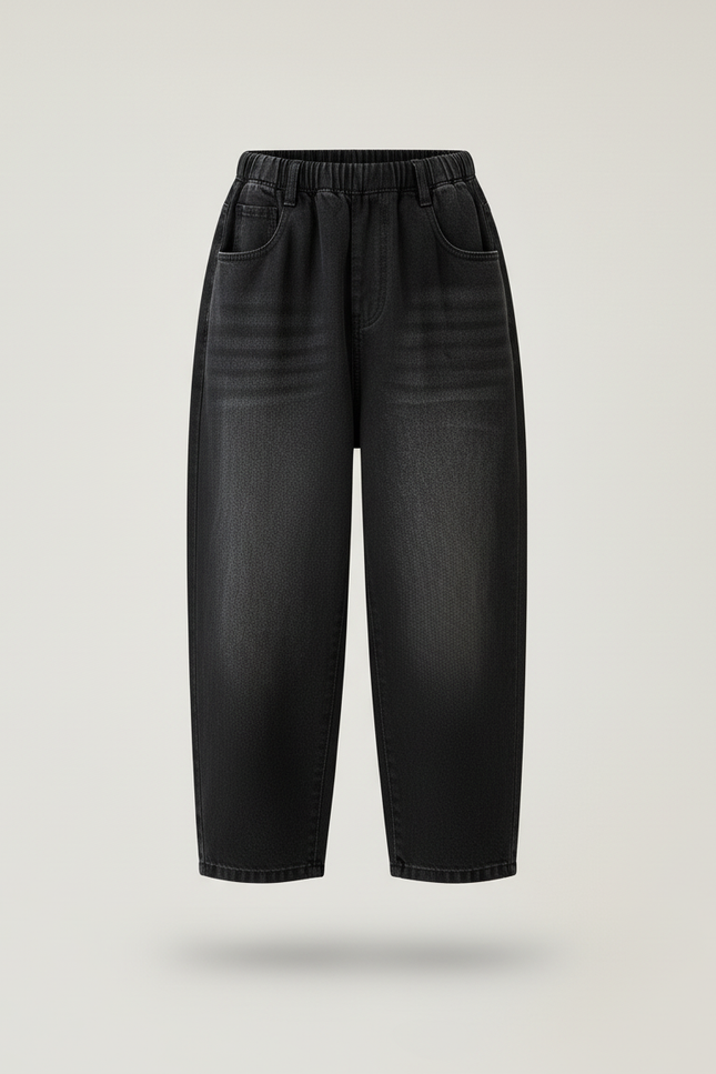 Pantalon Baggy Noir Jean Ample Enfant Décontracté - vue 3