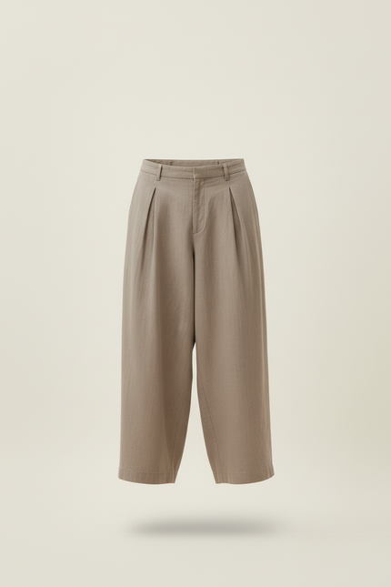 Pantalon Baggy Beige Plissé Ample Lin Homme - vue 3