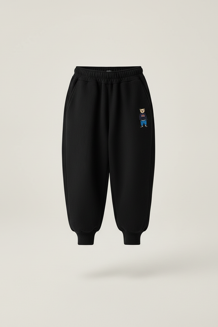 Pantalon Baggy Noir Molleton Brodée Enfant Hiver - vue 3