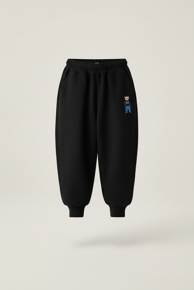 Pantalon Baggy Noir Molleton Brodée Enfant Hiver - vue 3