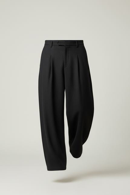 Pantalon Baggy Noir Ample Fluide Décontracté Plissé Homme - Gabardine - vue 3